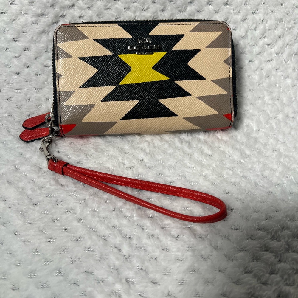 Coach Coachella x Dreamweaver Geometric Leather Double Zip Wristlet